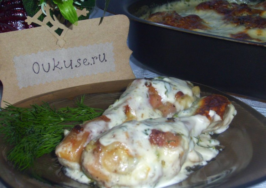 Курица в горчичном соусе с грибами