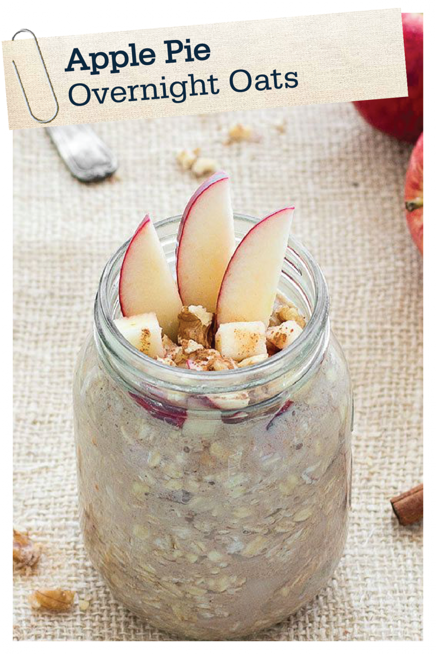 Ленивая овсянка в банке с яблоком и корицей