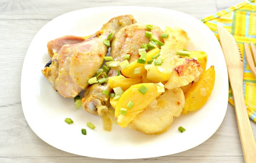 Картофель с курицей