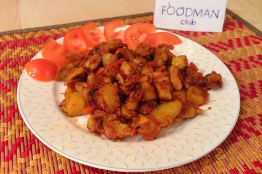 Картошка с мясом в воке