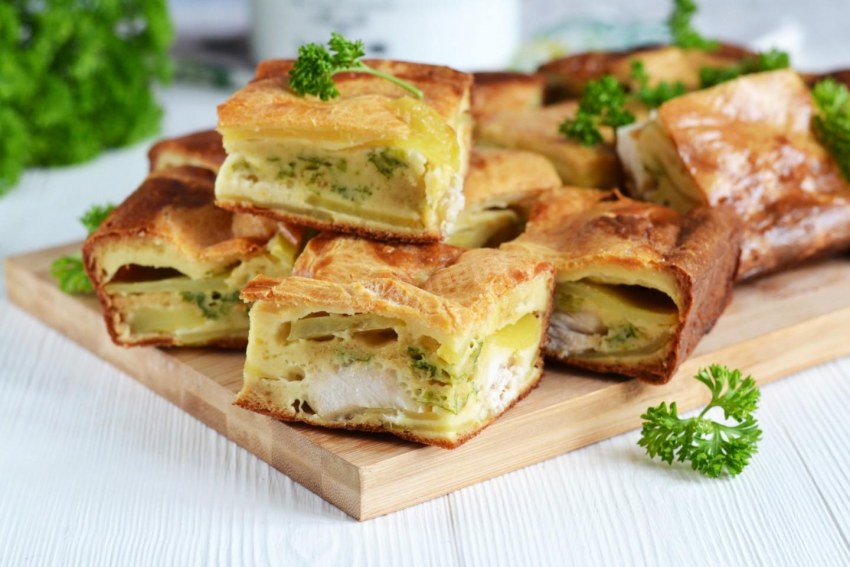 Пирог из лаваша с ветчиной