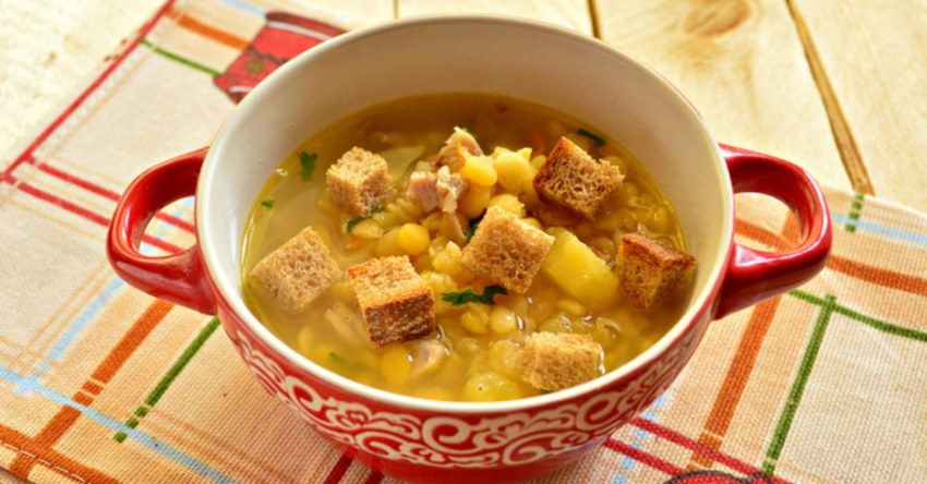 Гороховый суп с копченой курицей