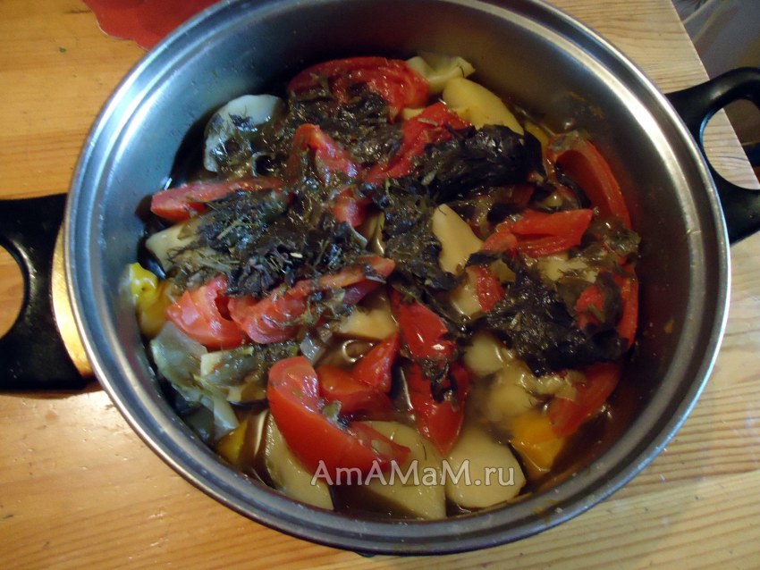 Свинина с картошкой и баклажанами тушеные