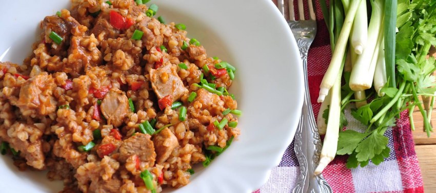 Булгур с куриной печенью