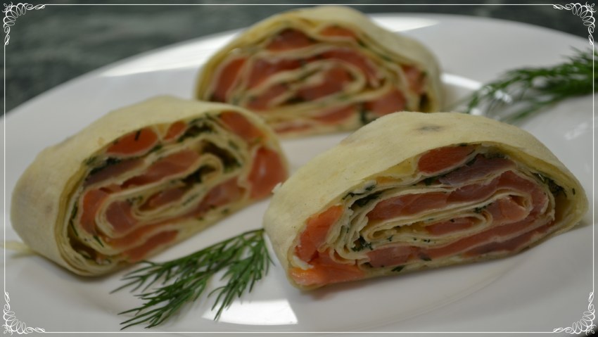 Рулетики из лаваша с красной рыбой