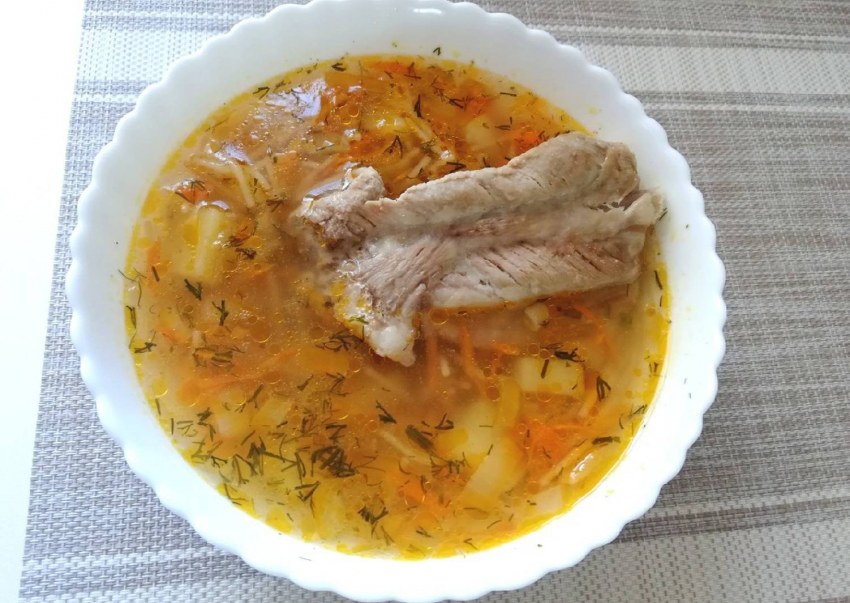 Суп с копченостями