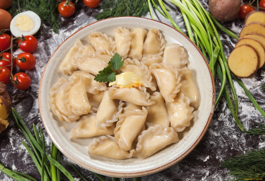 Пельмени с овощами