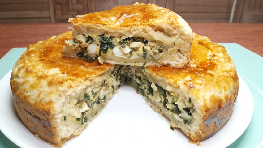 Постный пирог с зел луком