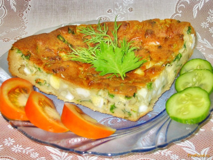 Заливной пирог с сыром и зеленью