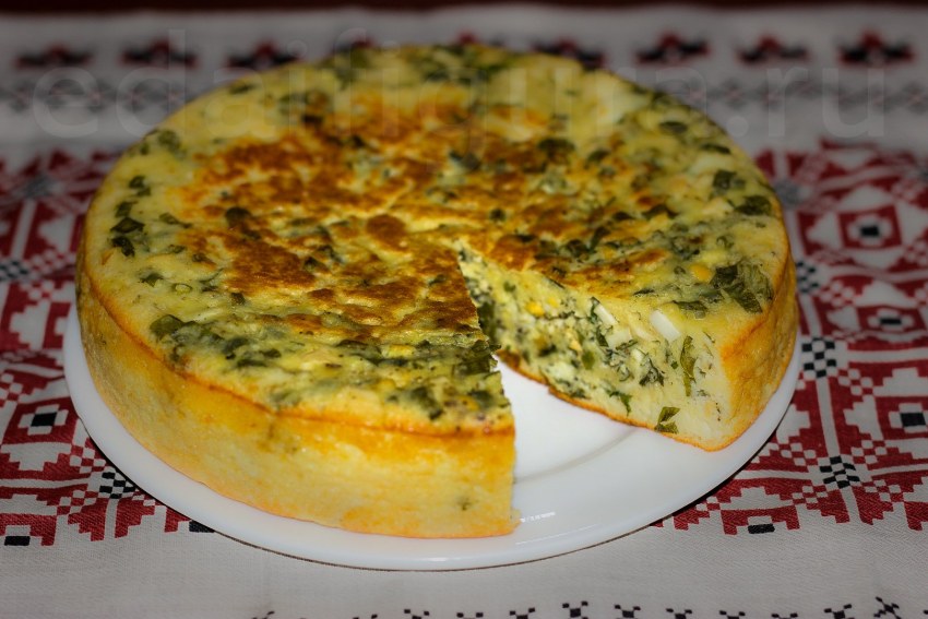 Пирог с рисом и яйцом из бездрожжевого теста
