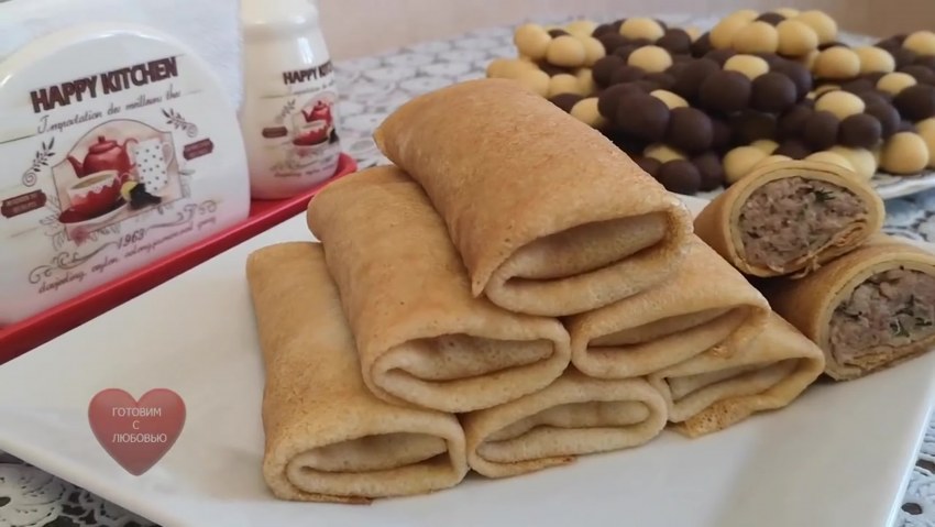 Блины фаршированные печенью куриной
