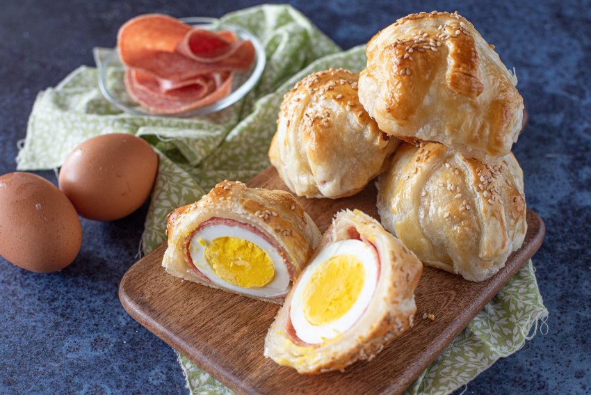Скрэмбл с беконом и грибами
