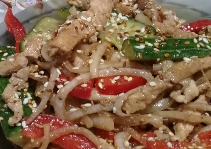 Корейская морковь со спаржей