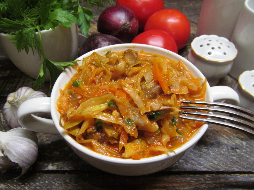 Рис с капустой и морковью