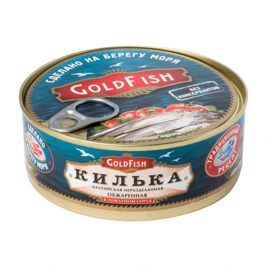 Goldfish килька Балтийская неразделанная обжаренная в томатном соусе, 240 г