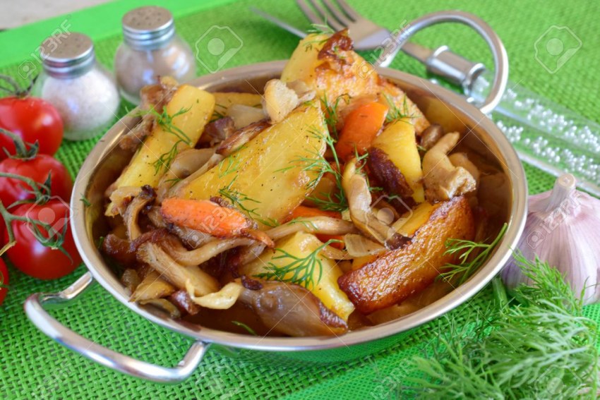 Тыква с шампиньонами