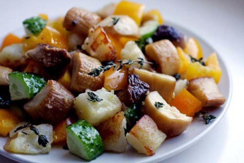 Мини картофель с грибами