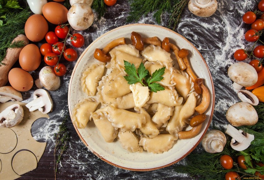 Вареники с картошкой и грибами равиоли