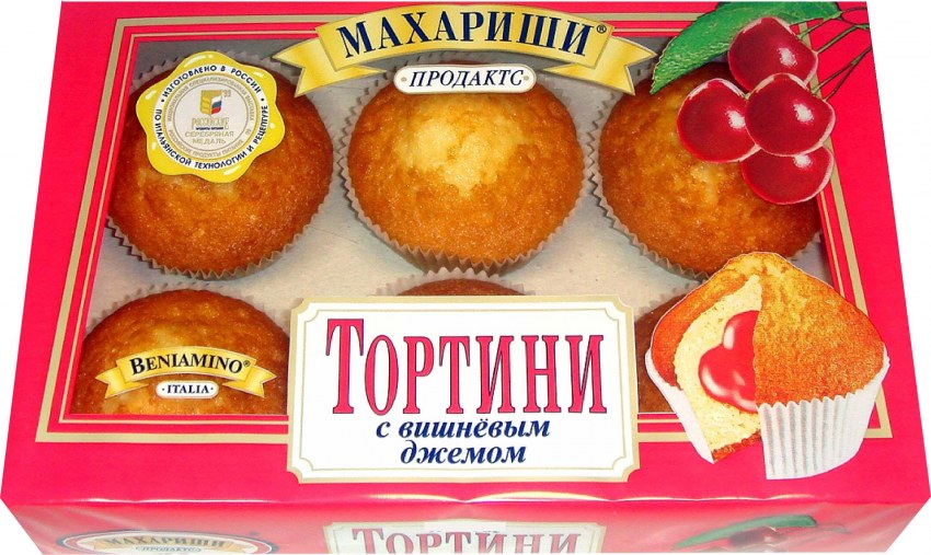 Кекс Тортини с вишневым джемом 200 гр Махариши