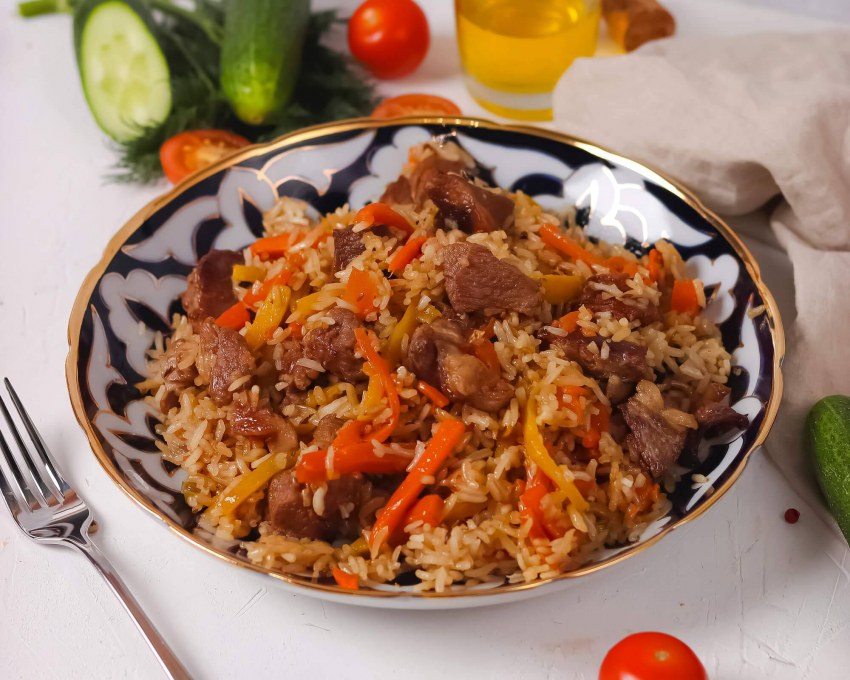 Плов с говядиной в казане
