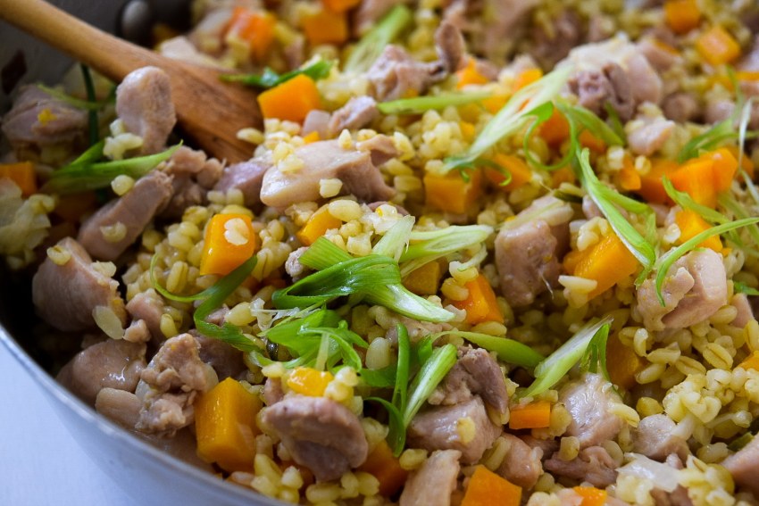 Булгур с грибами и овощами