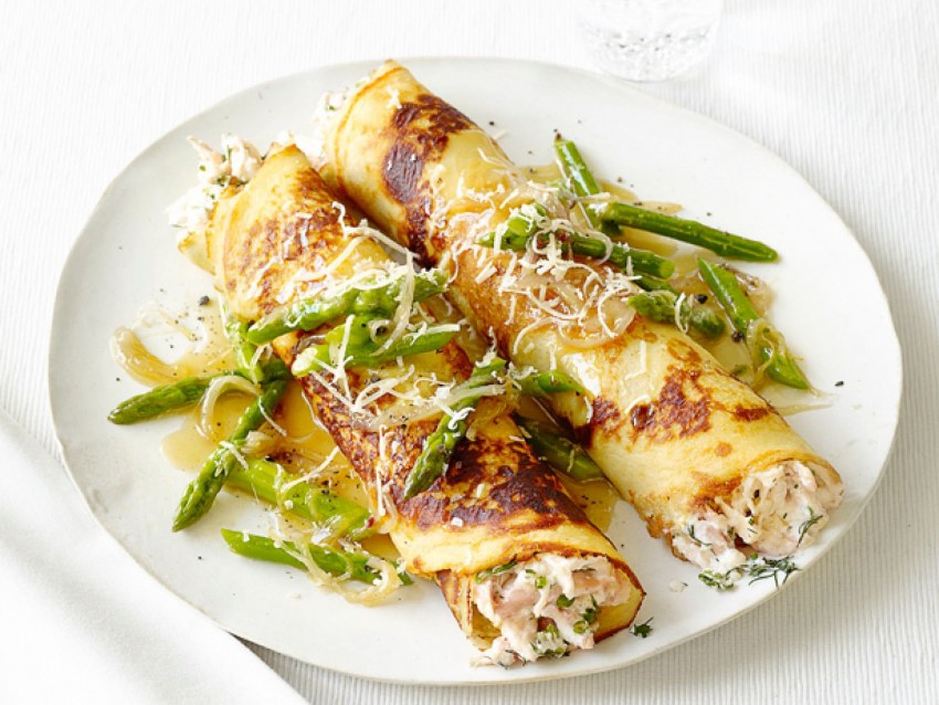 Блинчики с грибами и сыром