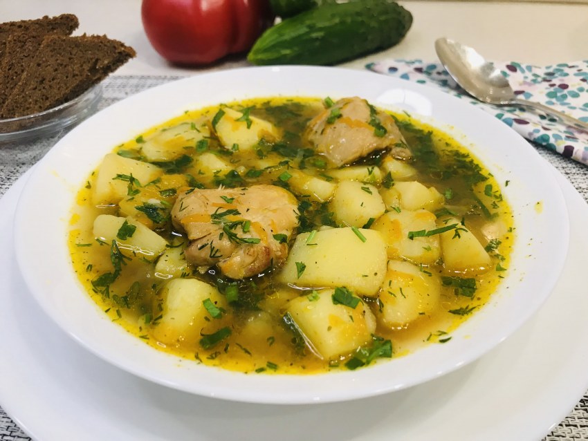 Тушёная картошка с курицей