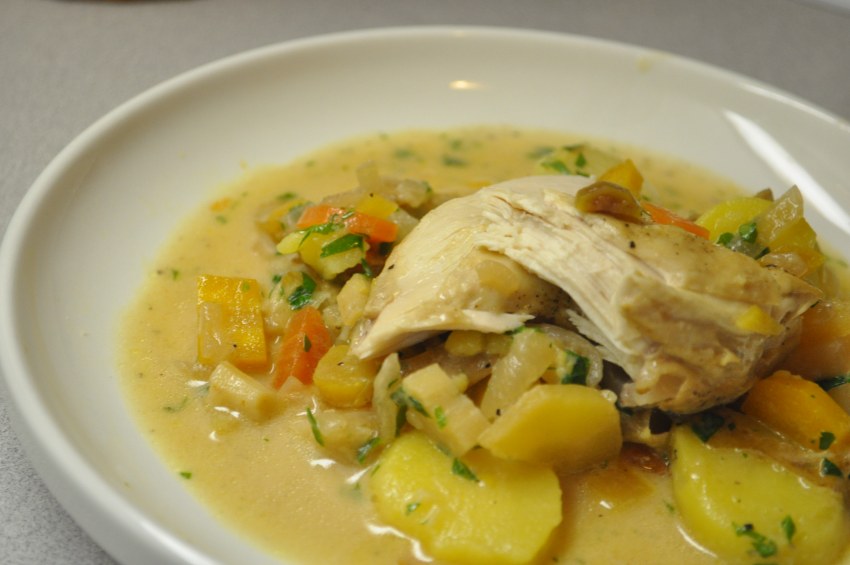 Тушёная картошка с курицей