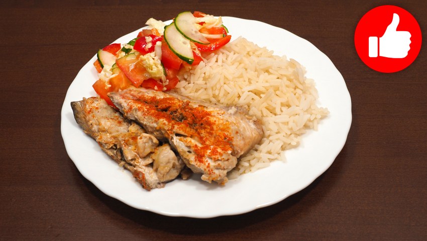 Запеченная рыба с рисом