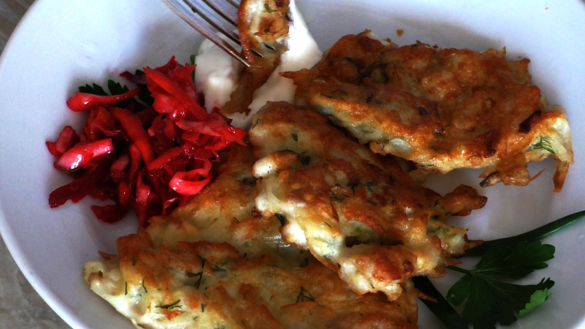 Драники с куриной грудкой