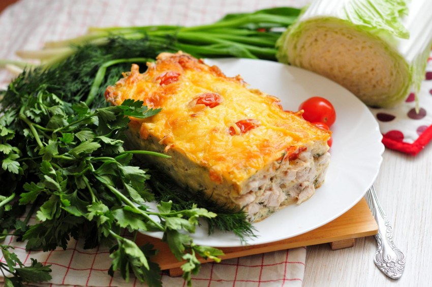 Сочная запеканка с курочкой.