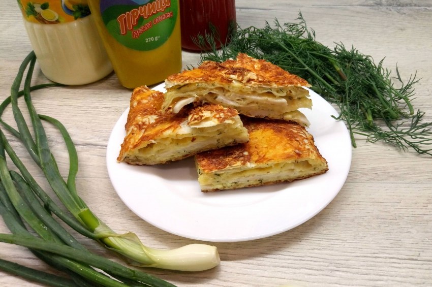 Пирог из лаваша с творогом