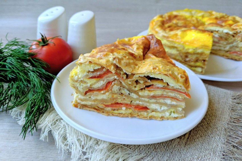 Пирог улитка с адыгейским сыром