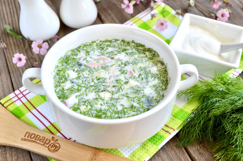 Окрошка с колбасой