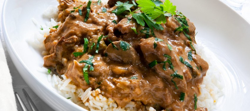 Бефстроганов с шампиньонами