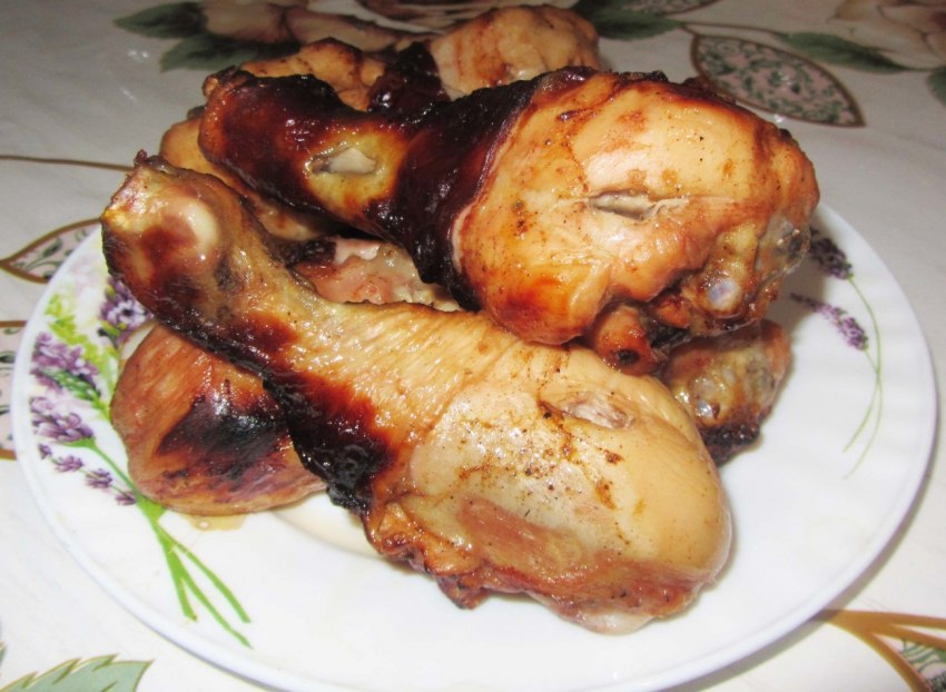 Шашлык из голени курицы в духовке