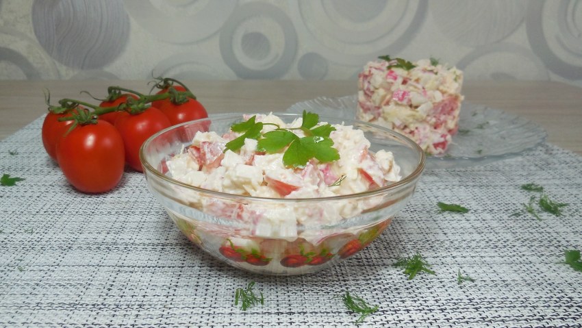 Крабовое мясо на яблоках