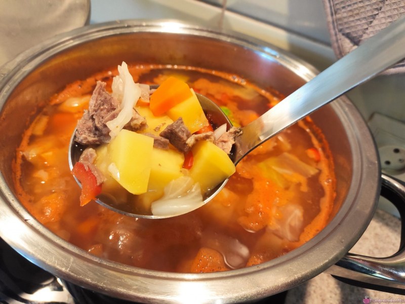 Щи на мясном бульоне