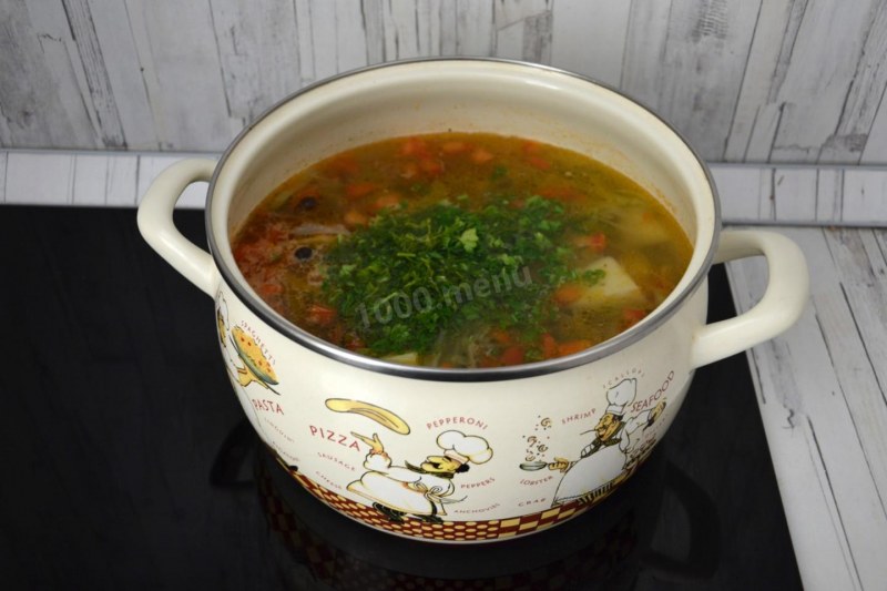 Зелёные щи с капустой