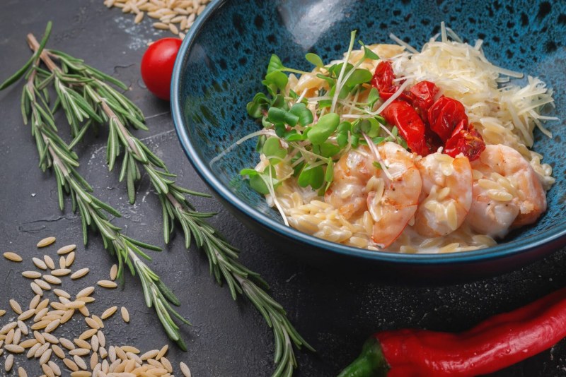 Паста Ризони с креветками