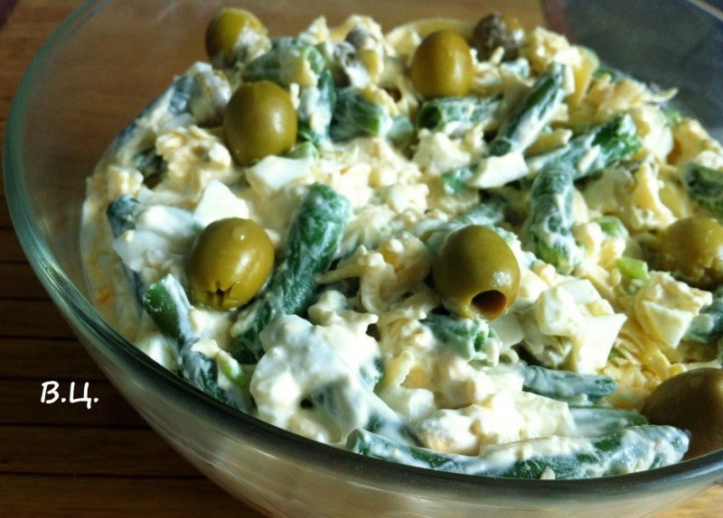 Салат шампиньоны фасоль курица