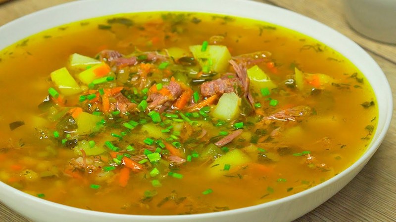 Рассольник со свининой