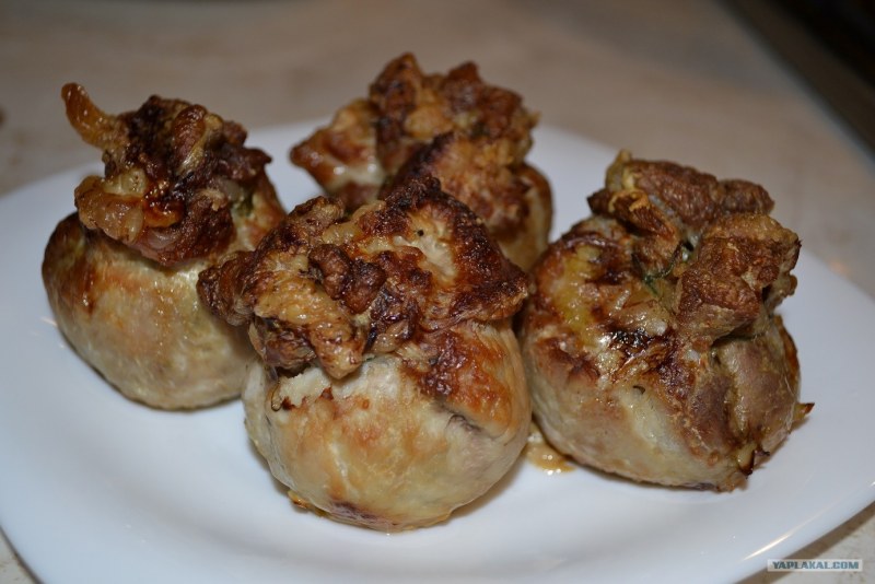 Мясные мешочки с грибами