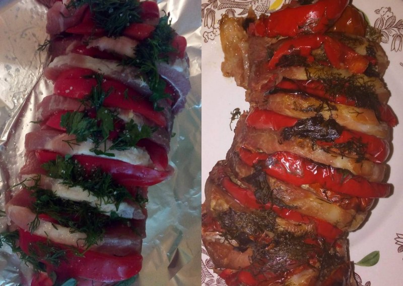 Мясо гармошкой в духовке из свинины