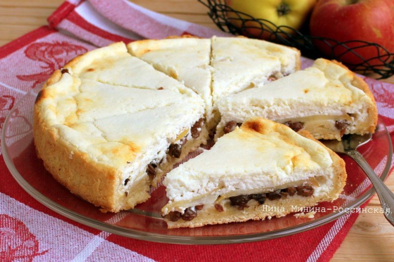 Творожный пирог с яблоками