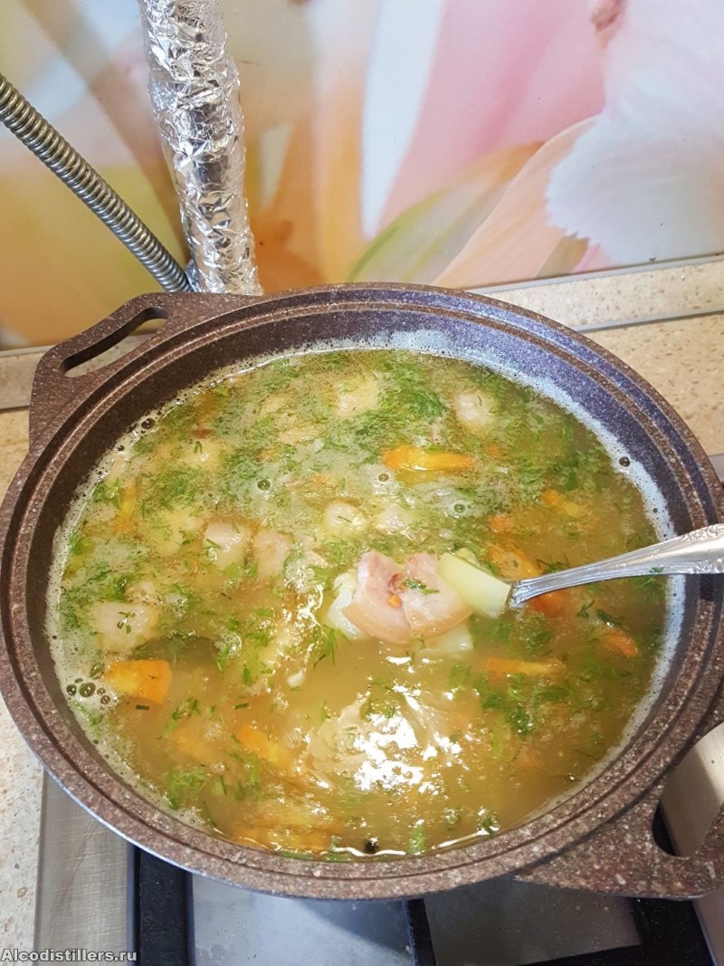 Суп с копченой курицей