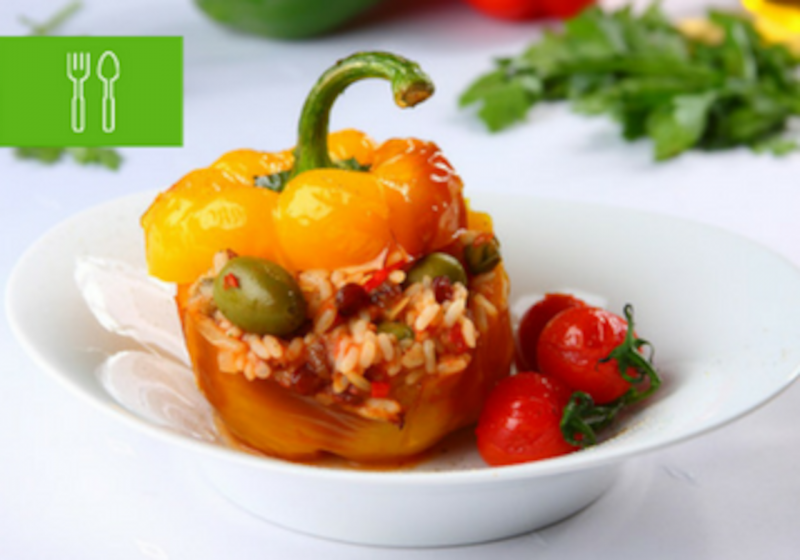 Перец фаршированный курицей и грибами