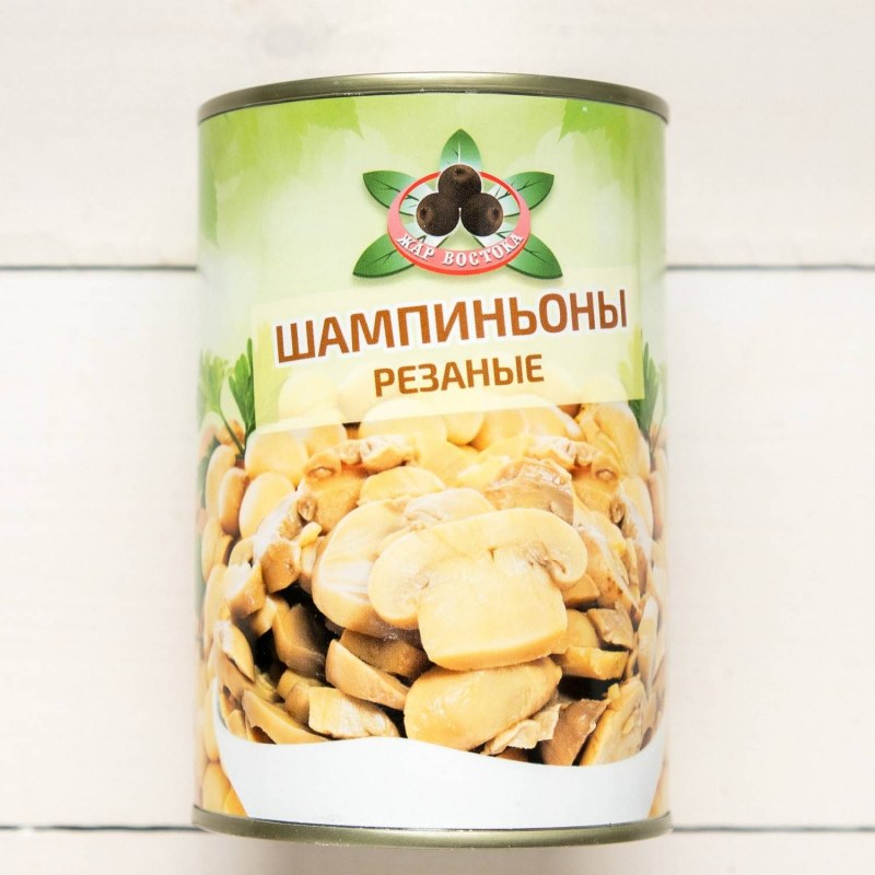 Грибы шампиньоны резаные консервированные