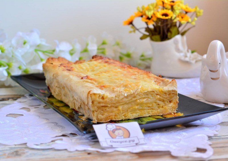 Ачма из лаваша с сыром и творогом в духовке