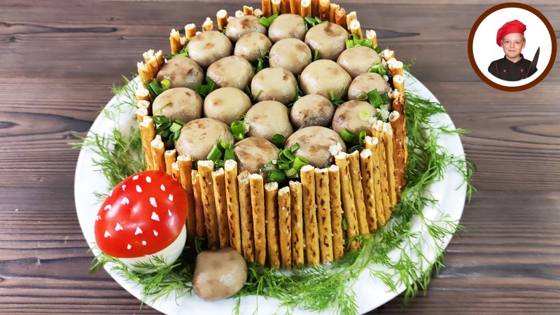 Салат пенек с шампиньонами